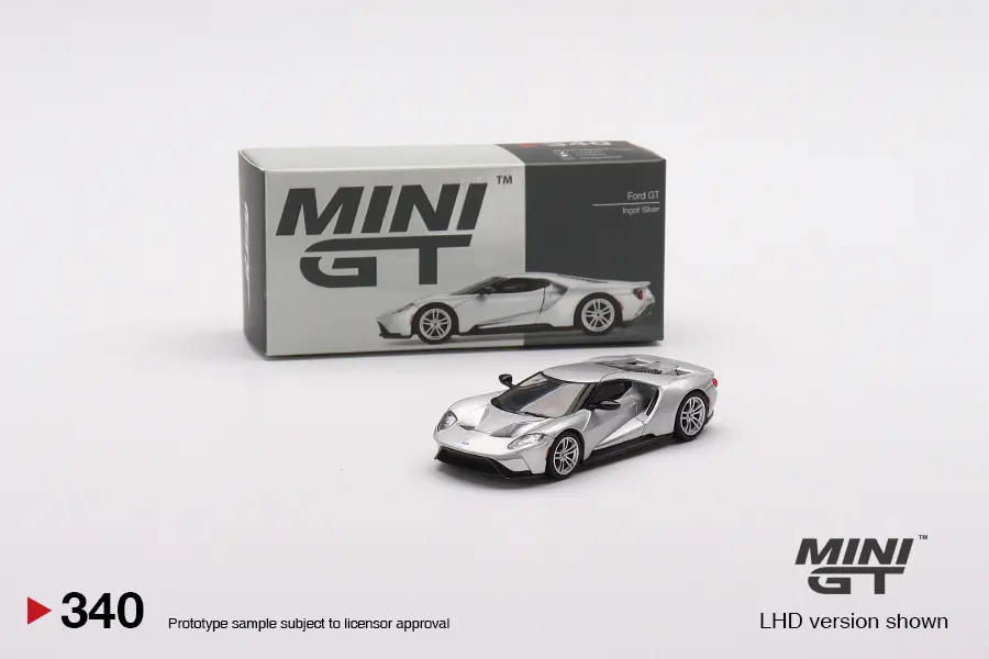Macheta auto Ford GT Argintiu, 1:64 Mini GT MGT340 - Minicars