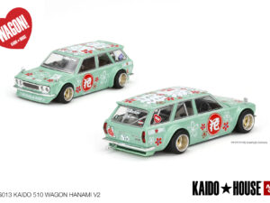 Macheta auto Datsun 510 Wagon Hanami V2 Kaido House RHD, Verde, 1:64 Mini GT MGT013