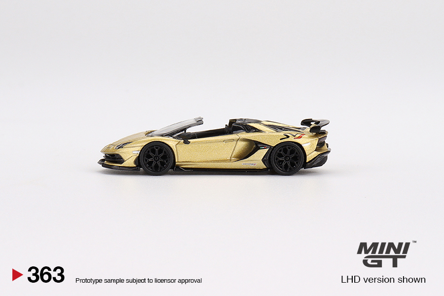 Macheta auto Lamborghini Aventador Svj Roadster Auriu, 1:64 Mini GT MGT363 - imagine 3