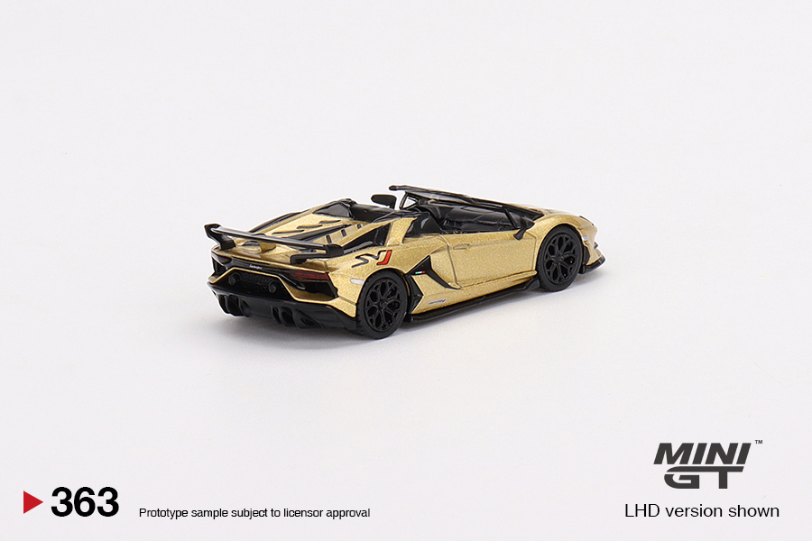 Macheta auto Lamborghini Aventador Svj Roadster Auriu, 1:64 Mini GT MGT363 - imagine 2