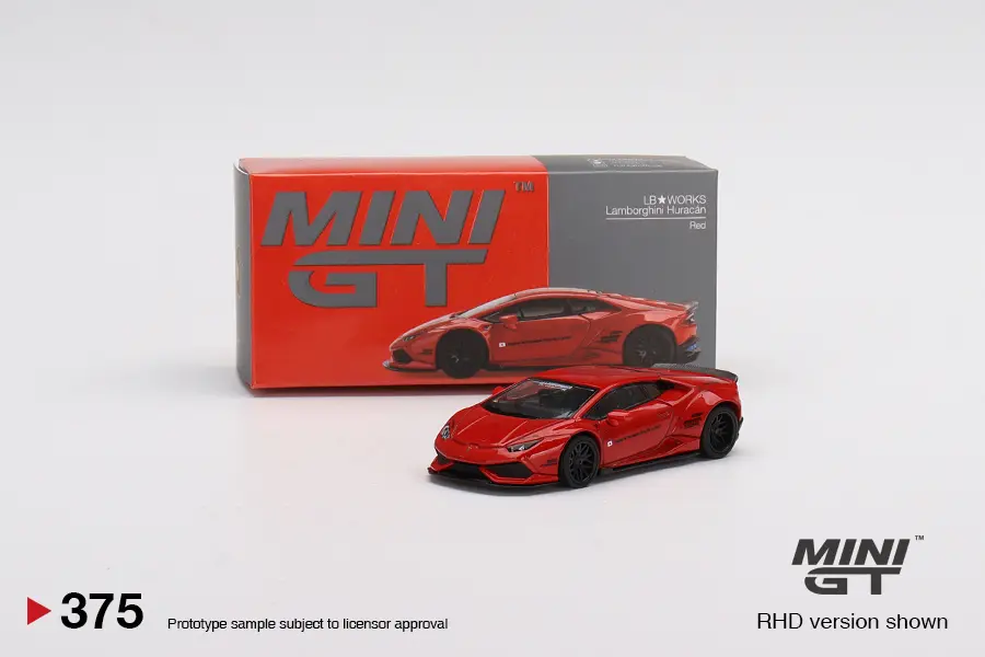 Macheta auto Lamborghini Huracan LB Works Rosu, 1:64 Mini GT