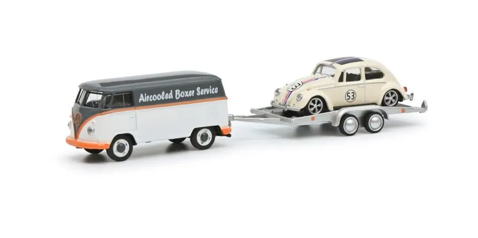 Macheta auto Set Volkswagen VW T1 + Trailer and VW Beetle #53 1:64