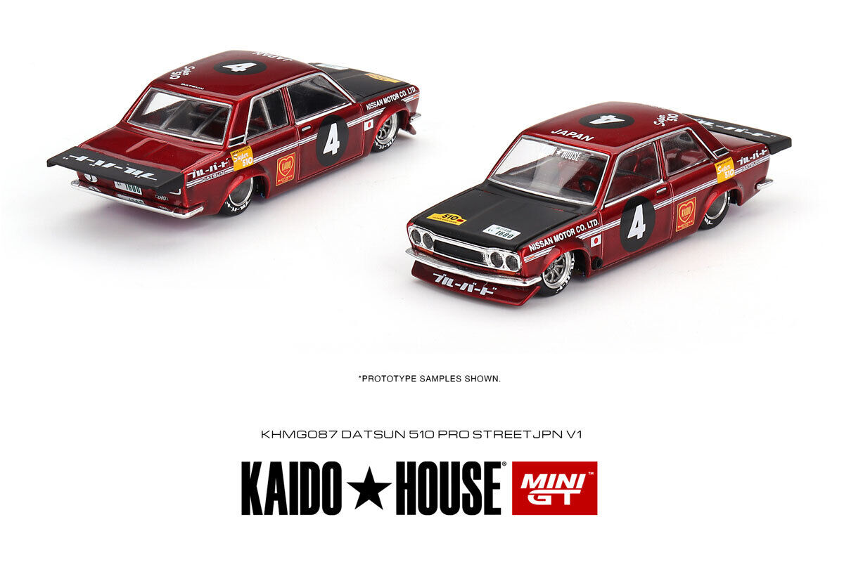 Macheta auto Datsun 510 Pro Street JPN V1 Rosu 1:64 Mini GT MGTKHMG087 - imagine 3