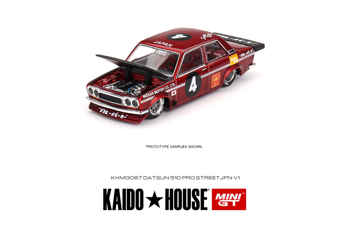Macheta auto Datsun 510 Pro Street JPN V1 Rosu 1:64 Mini GT MGTKHMG087