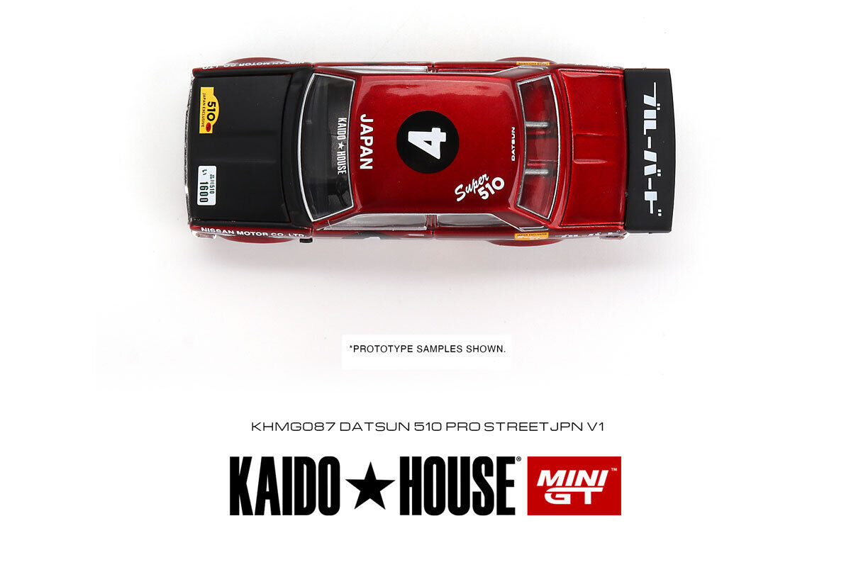 Macheta auto Datsun 510 Pro Street JPN V1 Rosu 1:64 Mini GT MGTKHMG087 - imagine 2