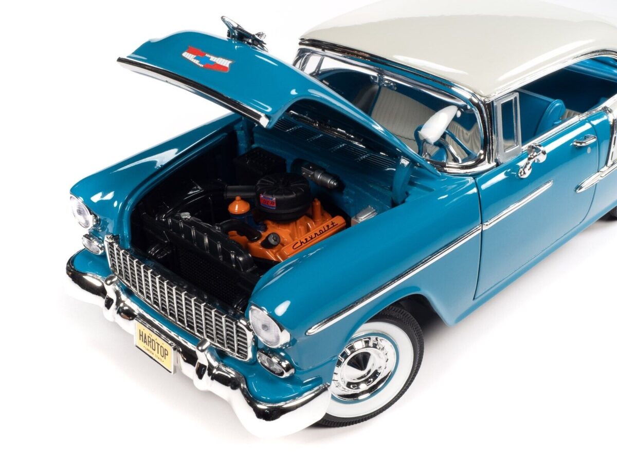 Macheta auto Chevrolt Bel Air Skyline blue 1955 1:18 Auto World - imagine 7
