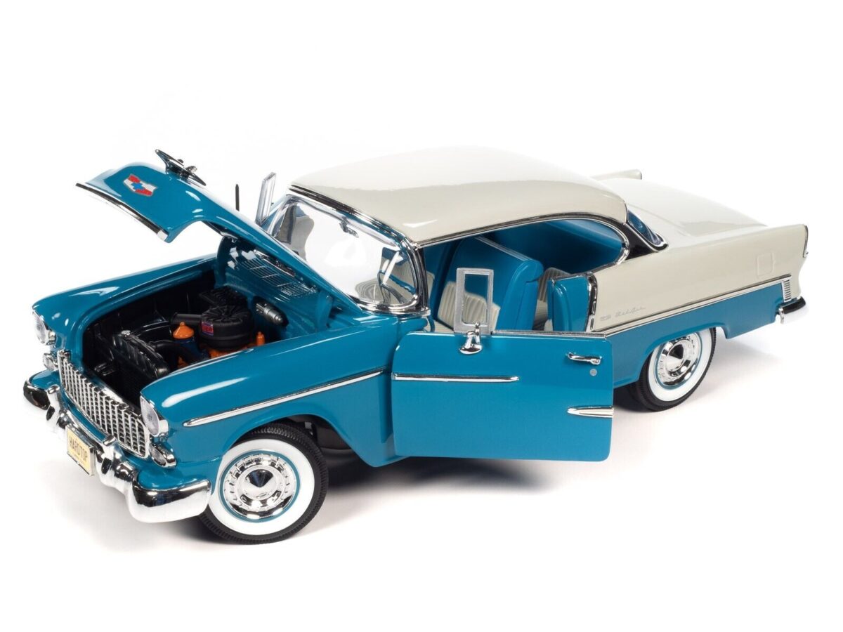 Macheta auto Chevrolt Bel Air Skyline blue 1955 1:18 Auto World - imagine 6