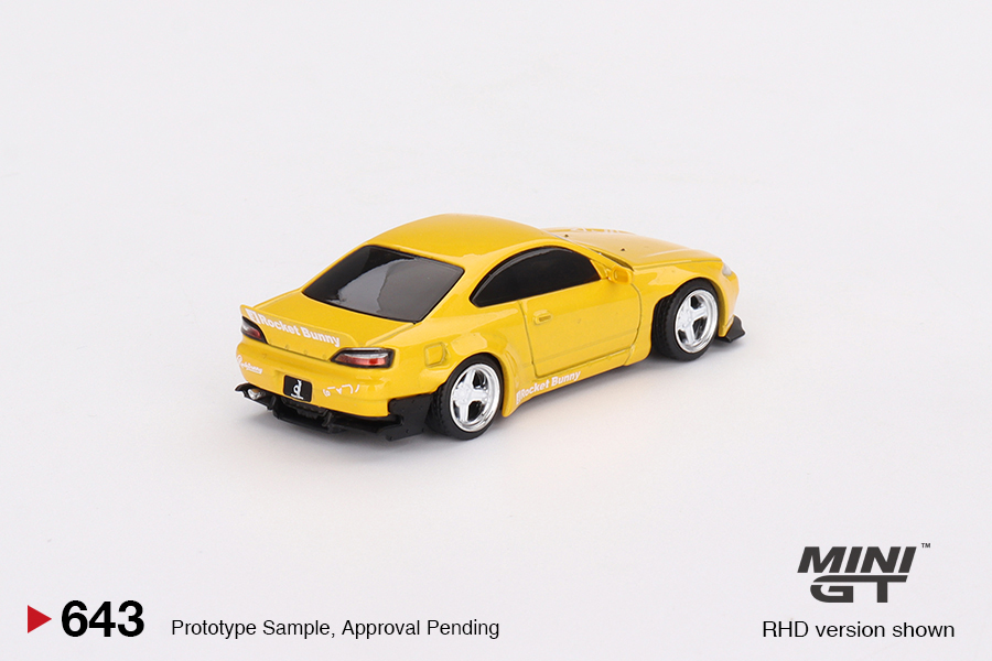 Macheta auto Nissan Silvia (S15) Rocket Bunny Galben 1:64 Mini GT MGT643 - imagine 2