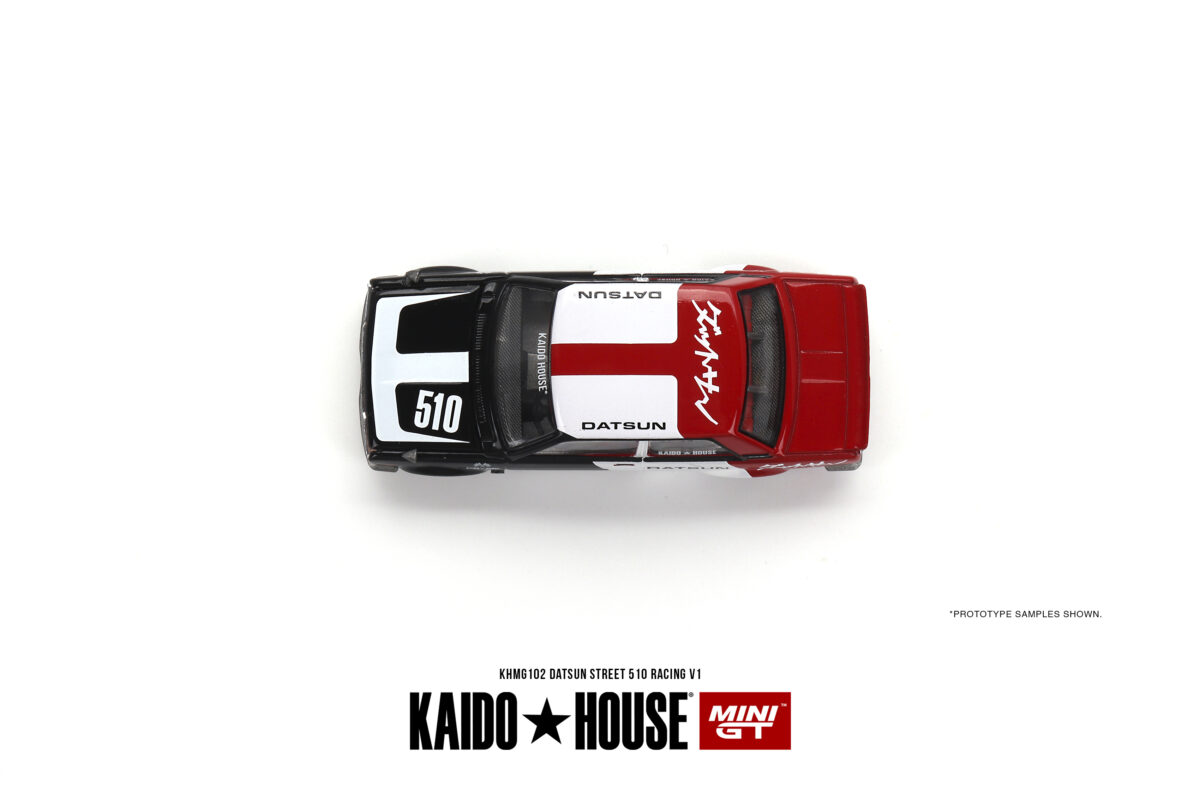 Macheta auto Datsun Street 510 Racing V1 Kaido House 1:64 Mini Gt KHMG102 - imagine 2