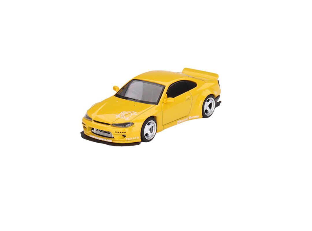Macheta auto Nissan Silvia (S15) Rocket Bunny Galben 1:64 Mini GT MGT643