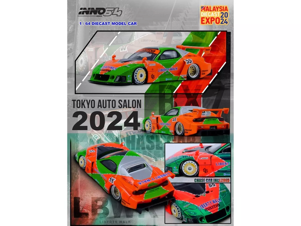 ミニカー 64 INNO MODEL LB-WORKS RX7 Orange Green Macheta auto Lbwk Mazda Rx7 (Fd3s) Lb Super Silhouette Verde