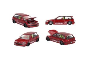 Macheta auto Honda Civic (Ef) Kaido Works V2 1987 Rosu 1:64 Mini GT KHMG156