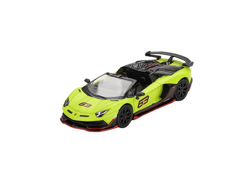 Macheta auto Lamborghini Aventador SVJ 63 Roadster Verde Shock 2022 1:64 Mini GT MGT00887-L