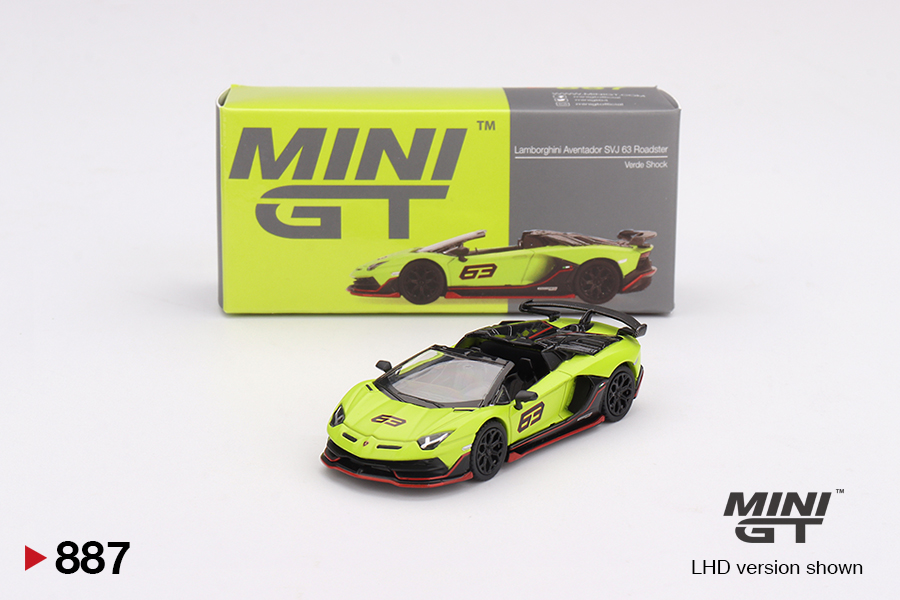 Macheta auto Lamborghini Aventador SVJ 63 Roadster Verde Shock 2022 1:64 Mini GT MGT00887-L - imagine 4