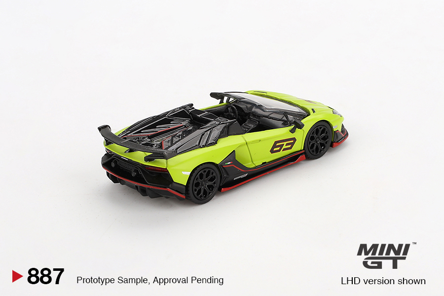 Macheta auto Lamborghini Aventador SVJ 63 Roadster Verde Shock 2022 1:64 Mini GT MGT00887-L - imagine 2