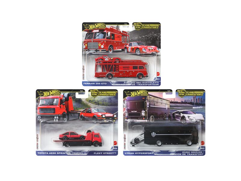 Precomanda set 3 machete auto Team Transport 2025 H Case 1:64 Hotwheels