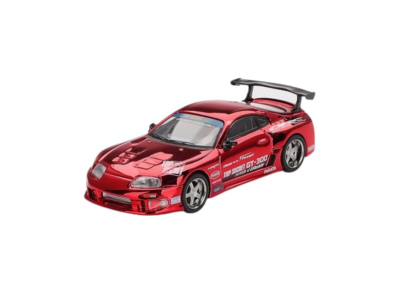 Macheta auto Toyota Supra (A80) Top Secret Gt-300 Red Chrome 2014 1:64 Mini GT MGT01132-L