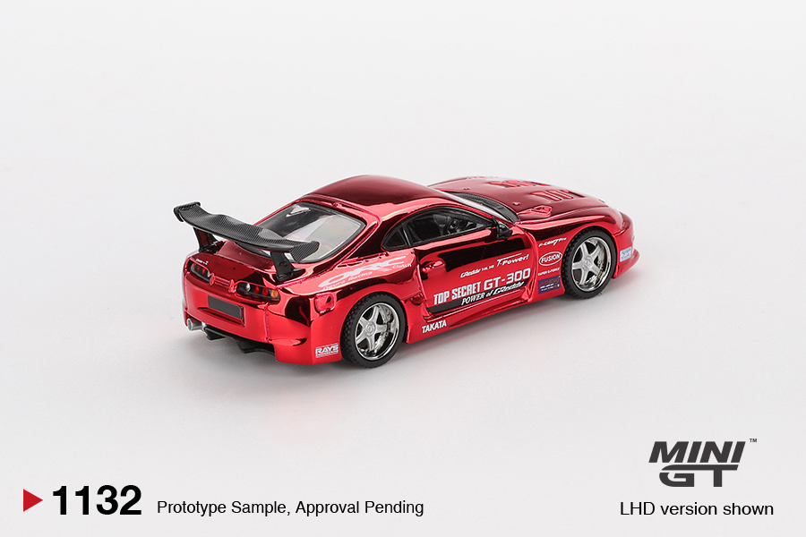 Macheta auto Toyota Supra (A80) Top Secret Gt-300 Red Chrome 2014 1:64 Mini GT MGT01132-L - imagine 2