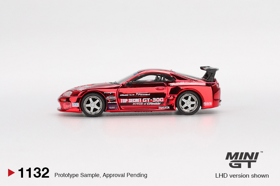 Macheta auto Toyota Supra (A80) Top Secret Gt-300 Red Chrome 2014 1:64 Mini GT MGT01132-L - imagine 3
