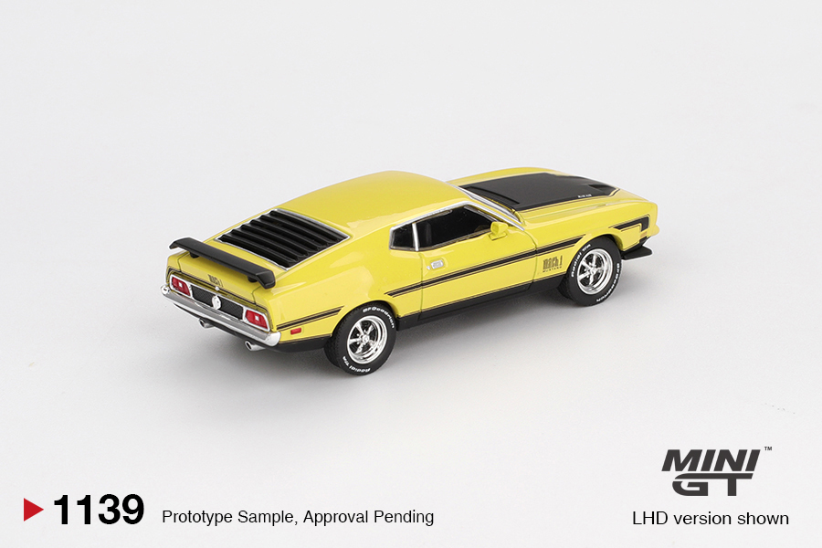 Precomanda macheta auto Ford Mustang Mach 1 Grabber Yellow 1971 1:64 Mini GT MGT01139-L - imagine 3