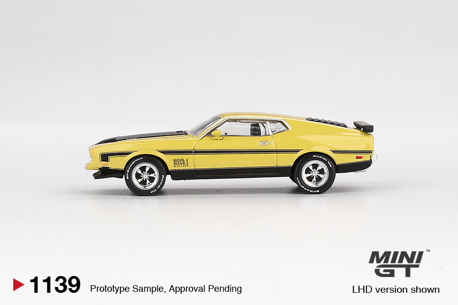 Precomanda macheta auto Ford Mustang Mach 1 Grabber Yellow 1971 1:64 Mini GT MGT01139-L - imagine 2