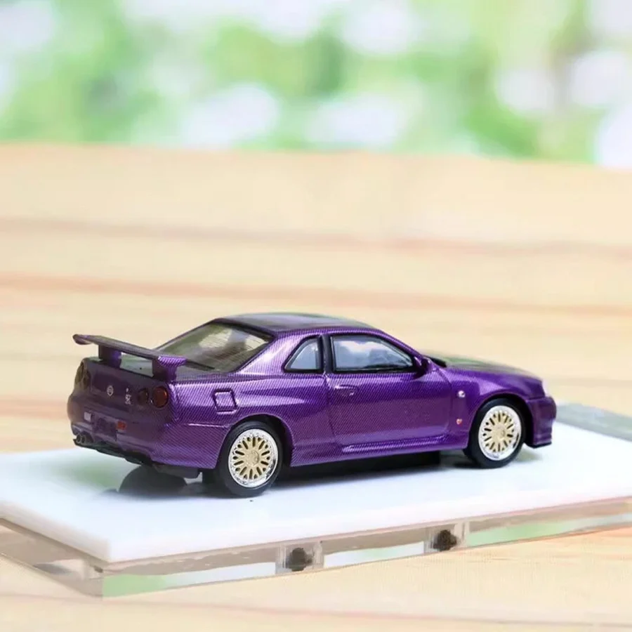 Macheta auto Nissan R34 V-Spec Violet 1:64 Stance Hunter - imagine 2