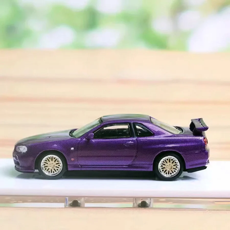 Macheta auto Nissan R34 V-Spec Violet 1:64 Stance Hunter - imagine 3