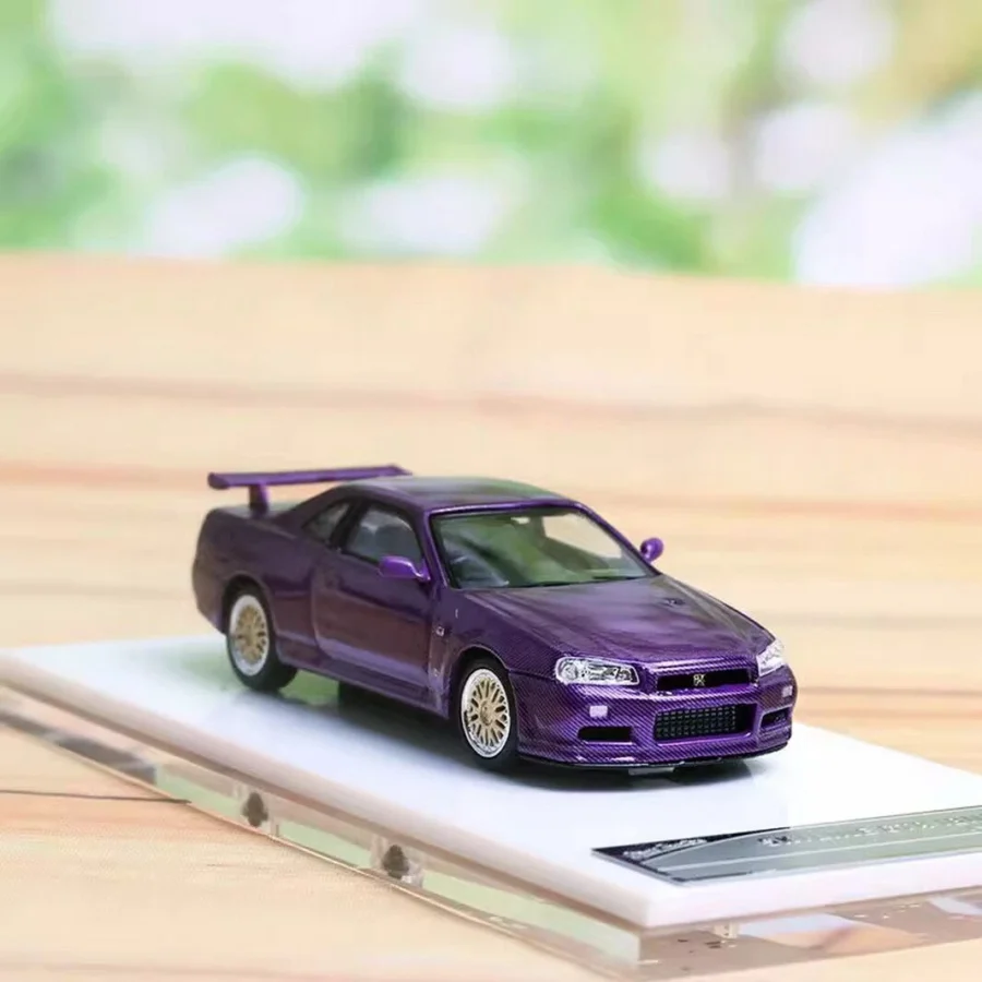 Macheta auto Nissan R34 V-Spec Violet 1:64 Stance Hunter - imagine 4