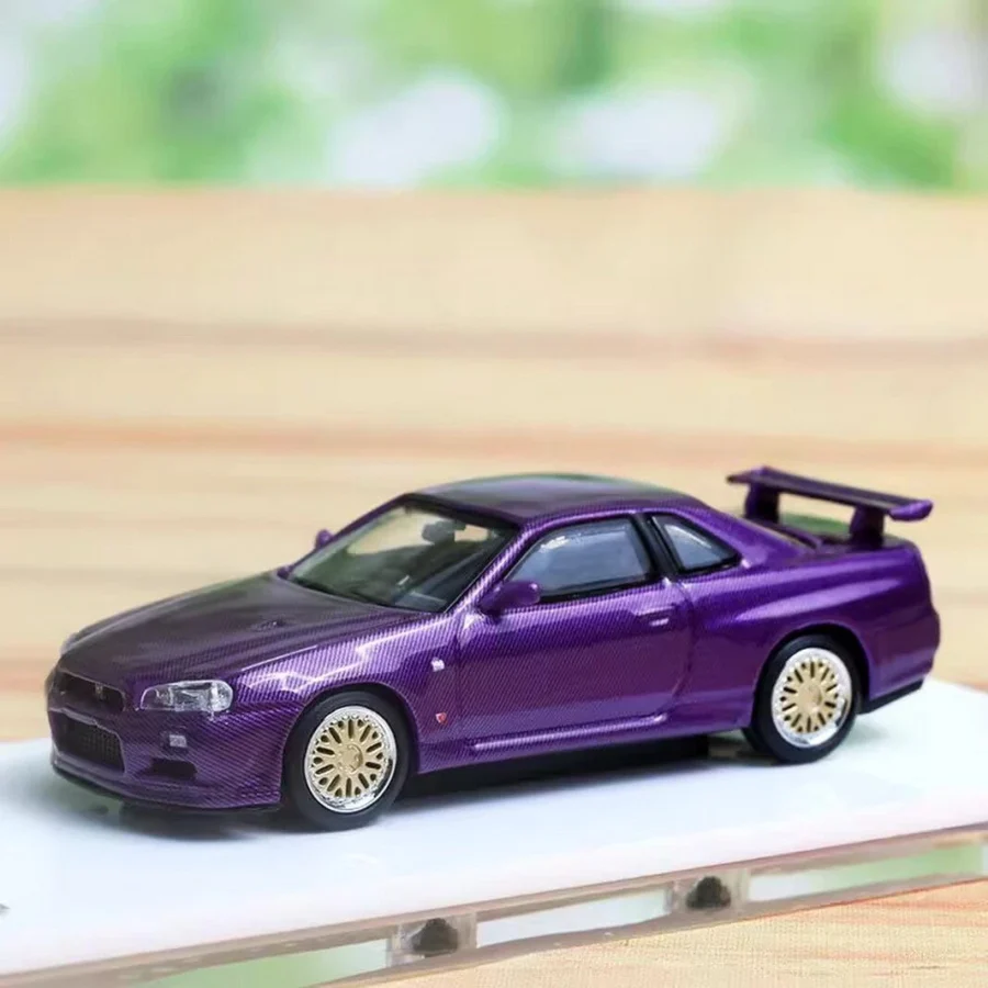 Macheta auto Nissan R34 V-Spec Violet 1:64 Stance Hunter - imagine 5
