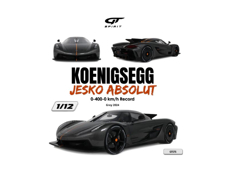 Macheta auto Koenigsegg Jesko Absolut 0-400-0 Km/H Record Grey 2024 1:12 (GT575)