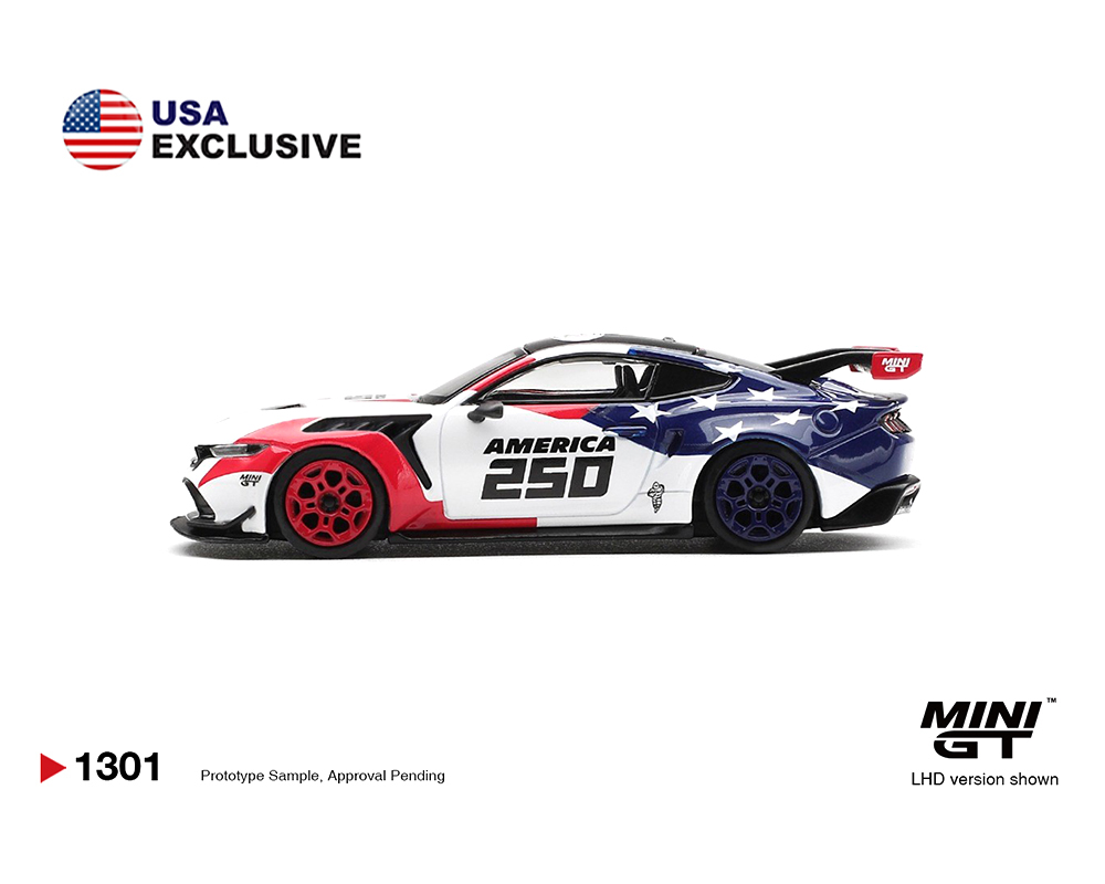 Precomanda macheta auto FORD MUSTANG GTD AMERICA 250 USA EXCLUSIVE (BLISTER PACK) 2026 1:64 Mini GT (MGT01301-BL) - imagine 3