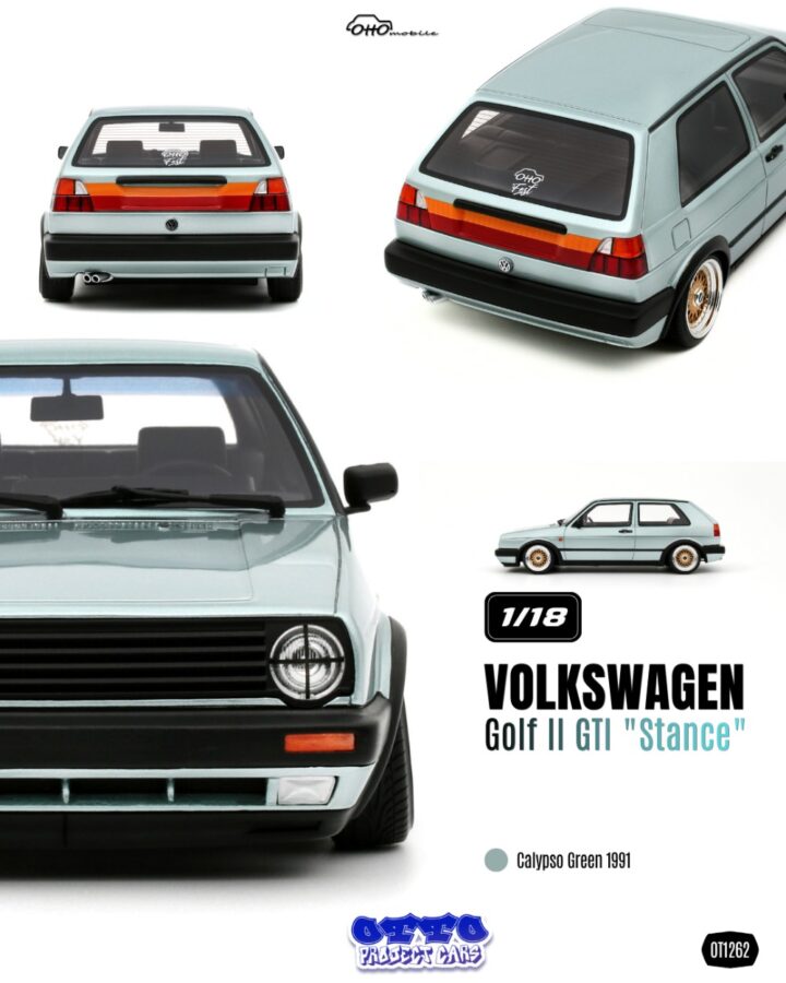 Precomanda macheta auto Volkswagen Golf Ii Gti "Stance" Calypso Green 1991 1:18 OTTO Models (OT1262)
