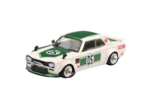 Precomanda macheta auto Nissan Skyline Gt-R (Kpgc10) Lb-Works Hakosuka White-Green 1971 1:64 Mini GT (MGT01343-R)