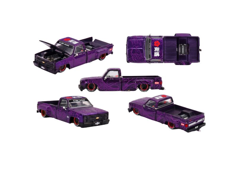 Precomanda macheta auto Chevrolet Silverado Dually Kaido Koi V1 1980 Violet Mini GT (KHMG291)