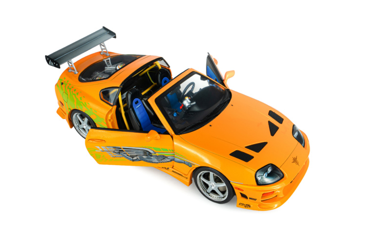 Macheta auto Toyota Supra MK4 (A80) Fast Furious 1 Brian Open Roof 2001 1:18 Solido - imagine 3