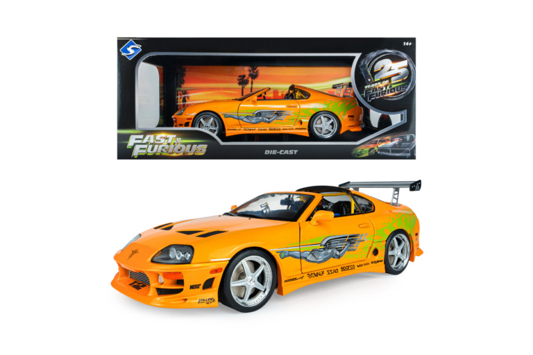 Macheta auto Toyota Supra MK4 (A80) Fast Furious 1 Brian Open Roof 2001 1:18 Solido - imagine 2