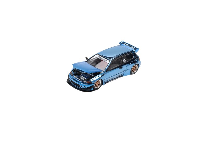 Macheta auto Honda Pandem Civic Eg6 Blue chrome 1:64 Pop Race