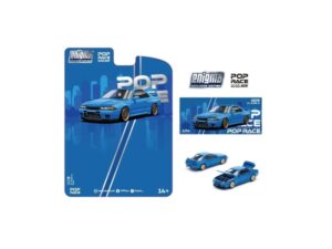 Macheta auto Nissan Skyline R32 Bayside Blue 1:64 Pop Race