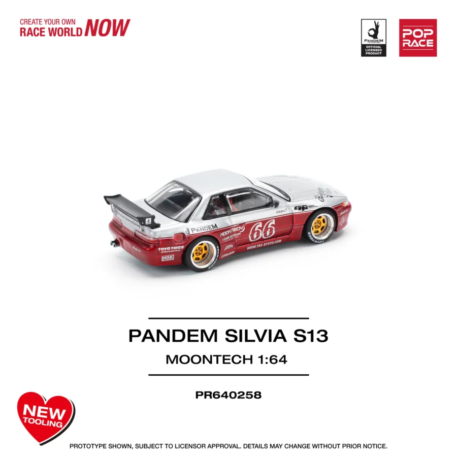 Macheta auto Nissan Pandem Silvia S13 Moontech Red 1:64 Pop Race - imagine 3