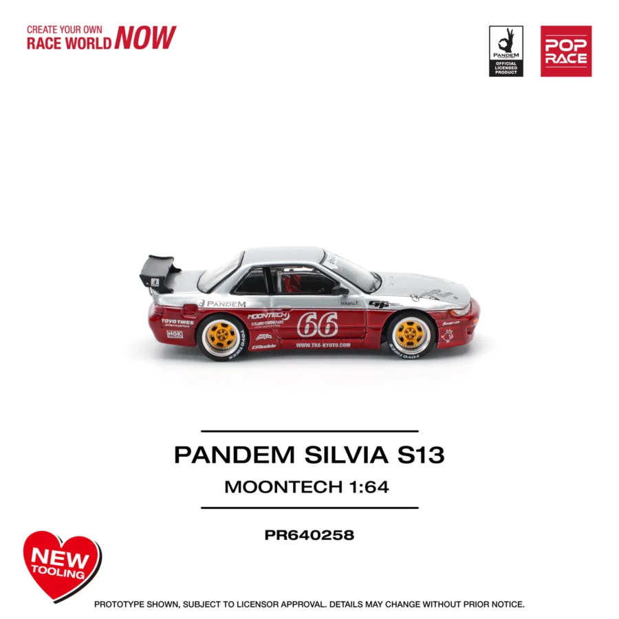Macheta auto Nissan Pandem Silvia S13 Moontech Red 1:64 Pop Race - imagine 2