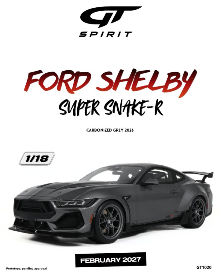 Precomanda macheta auto FORD SHELBY SUPER SNAKE-R CARBONIZED GREY 2026 1:18 GT SPIRIT (GT1020)